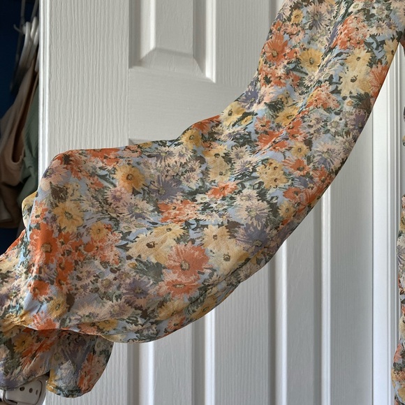 Nordstrom x Vici floral dress medium ruched chiffon - Picture 7 of 9